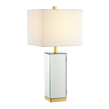 Lila 27" Mirror/Iron Hidden Jewelry Box Mirrored Column LED Table Lamp - JONATHAN Y